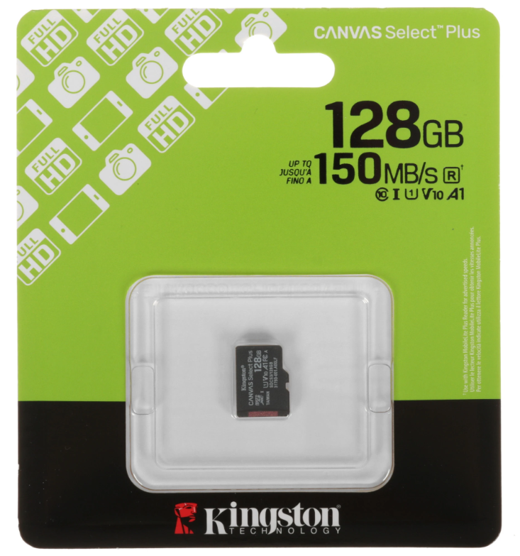 Карта памяти MicroSDXC UHS-I Card 128Gb Kingston Canvas Select Plus Class 10 SDCS3/128GBSP