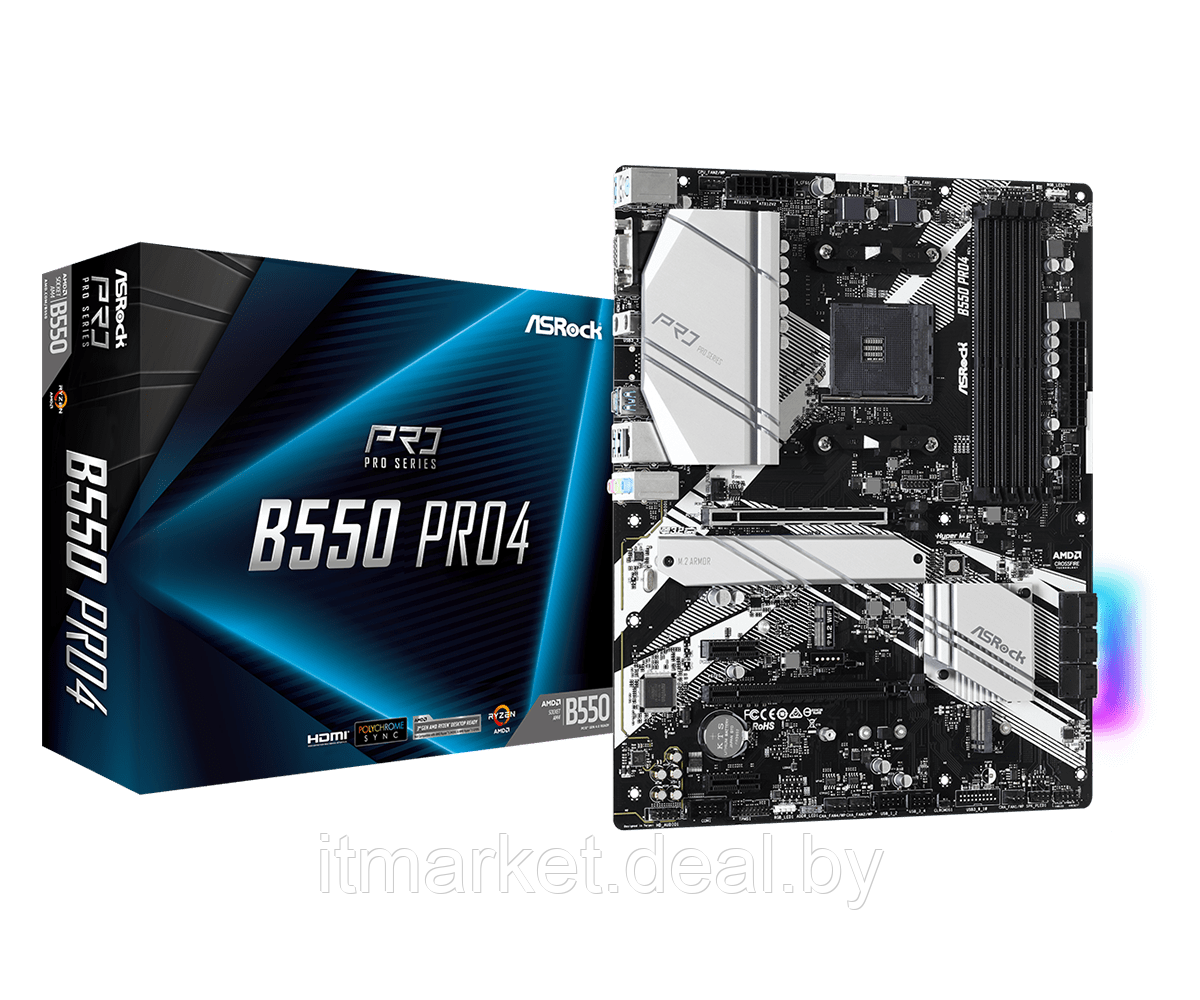 Материнская плата Socket AM4 ASRock B550 PRO4