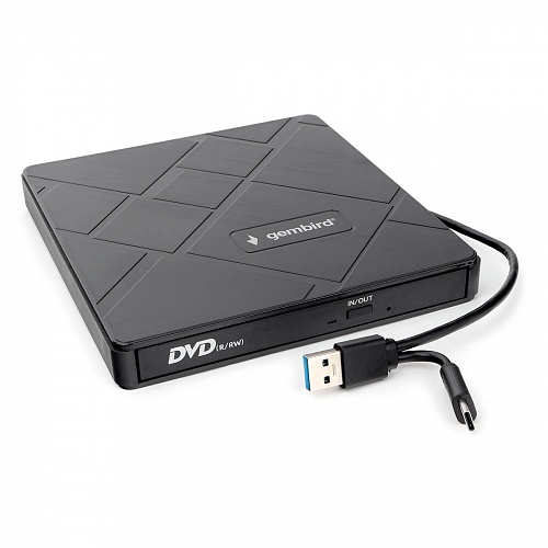 Оптический привод внешний DVD-RW USB 3.0 со встроенным кардридером и хабом Gembird DVD-USB-04