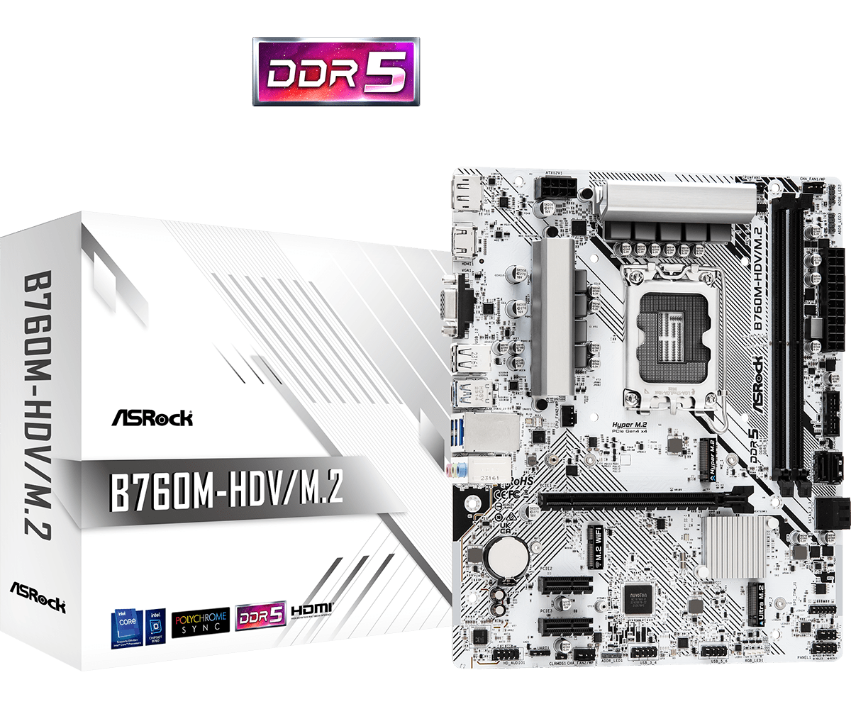 Материнская плата Socket 1700 ASRock B760M-HDV/M.2 DDR5