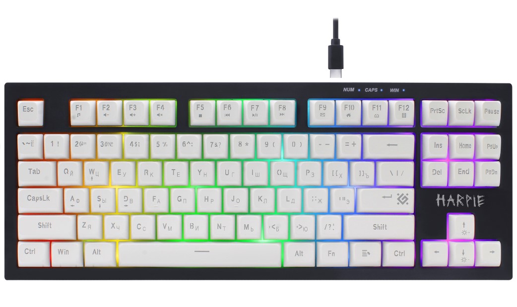 Клавиатура Defender Harpie GK-401 RU, черный/белый