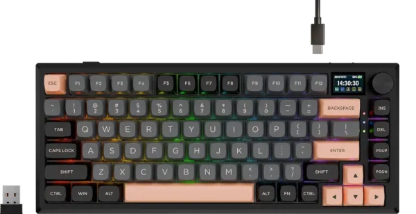 Клавиатура беспроводная механическая Redragon Eclipse Pro RU, RGB, BT+2.4G, LCD дисплей, мет, черный