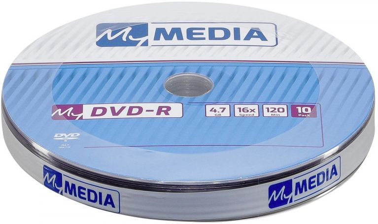Оптический диск DVD-R MYMEDIA 4,7Gb; 16x Pack wrap (10шт)