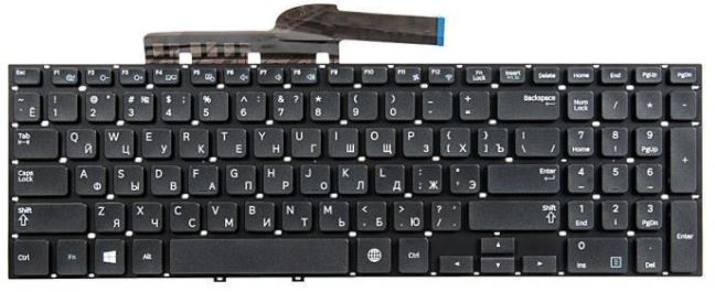 Клавиатура для ноутбука Samsung NP270E5E, NP300E5V, NP355V5C, NP355V5X, NP550P5C, черная без рамки