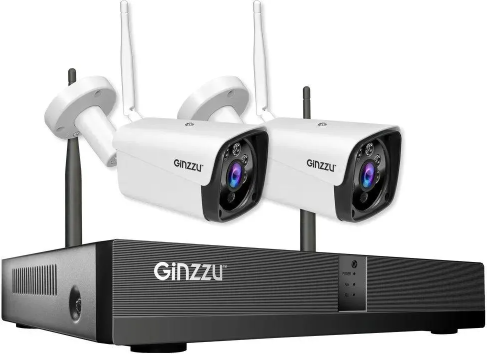 WiFi Комплект видеонаблюдения Ginzzu HK-4202W, 8ch, 3Mp, HDMI, 2 улич. кам. 3.0Mp, IR30м
