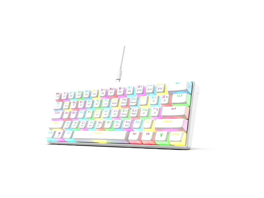 Клавиатура беспроводная механическая PANTEON T2 PRO BS, 60%, RGB, BT+2.4G, белый (70)