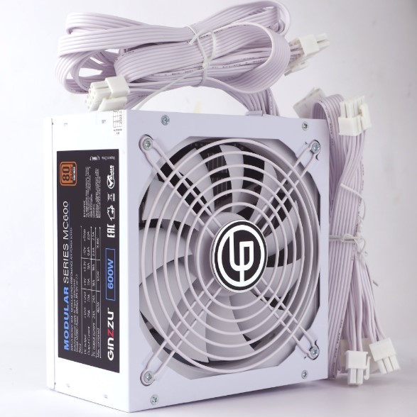 Блок питания 600W Ginzzu MC600, 80+ Bronze, белый