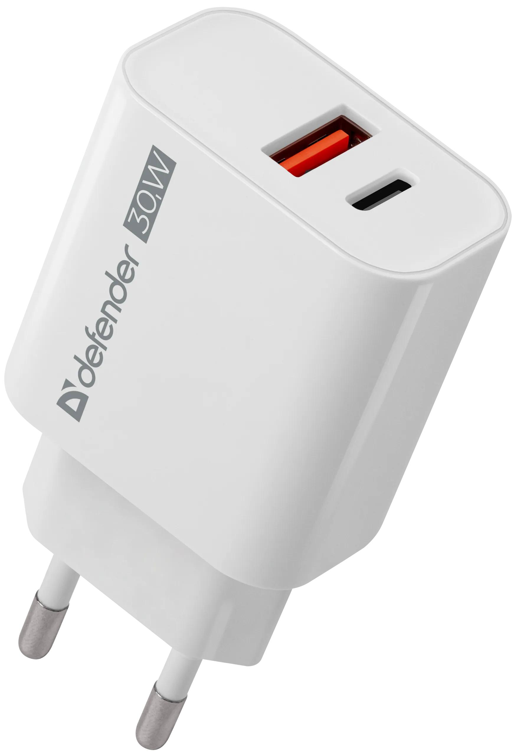 Универсальное СЗУ Defender UPA-130 (1 USB-C, 1 USB-A, PD30W), белый