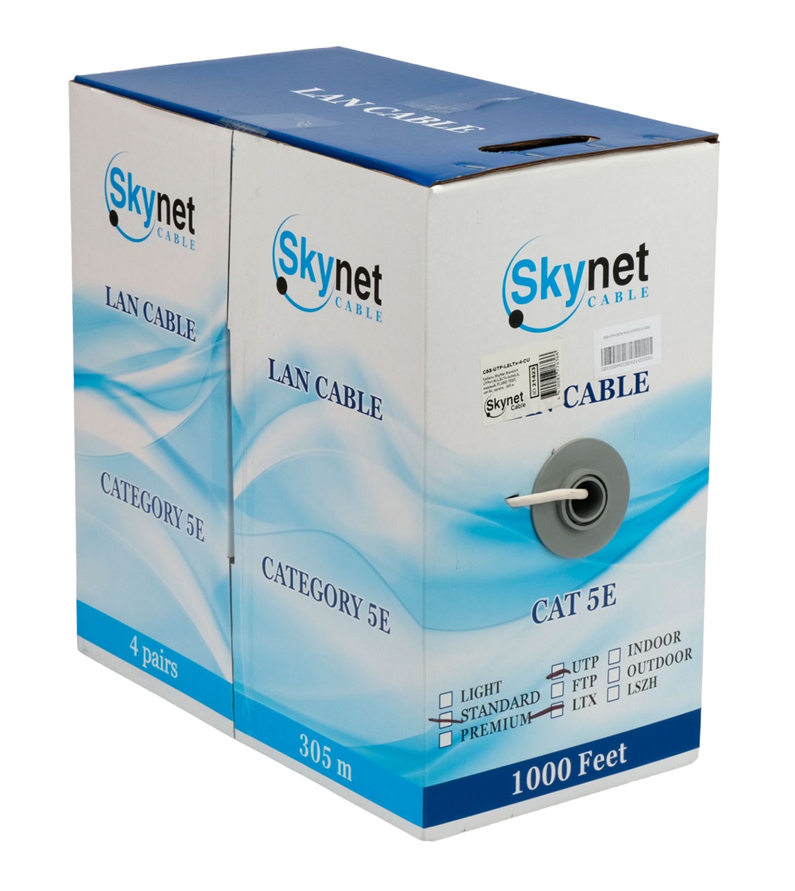 Кабель внутренний витая пара Бухта 305м SkyNet Standart UTP5e 4pr (0.48mm) медь CSS-UTP-LSLTx-4-CU