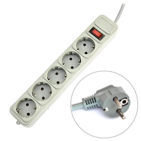 Сетевой фильтр DeTech DT-SPN05-10-1.8M 1,8m Gray