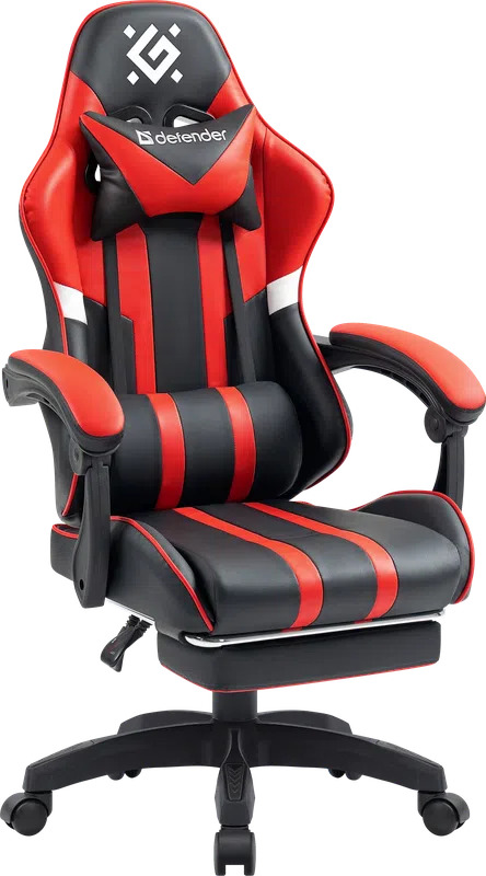 Кресло игровое Defender Colran черный/красный, подножка