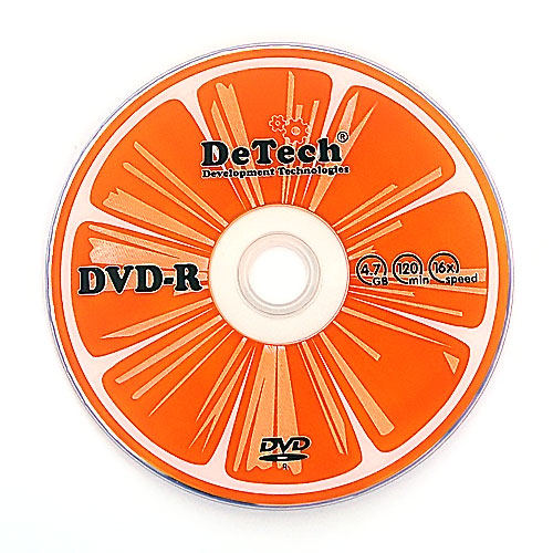 Оптический диск DVD-R DeTech Orange 4,7Gb; 16x (1шт)