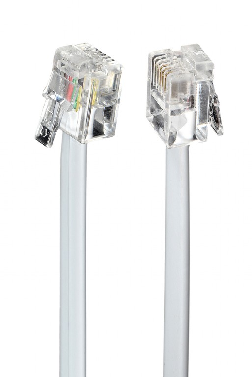 Кабель телефонный Cablexpert аппарат-розетка TC6P4C-2M 2м белый