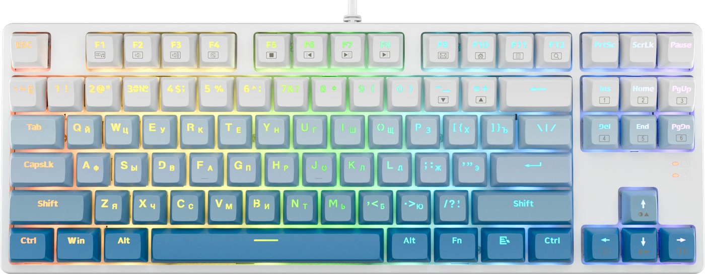 Клавиатура механическая Redragon Cass, RGB, белый/синий