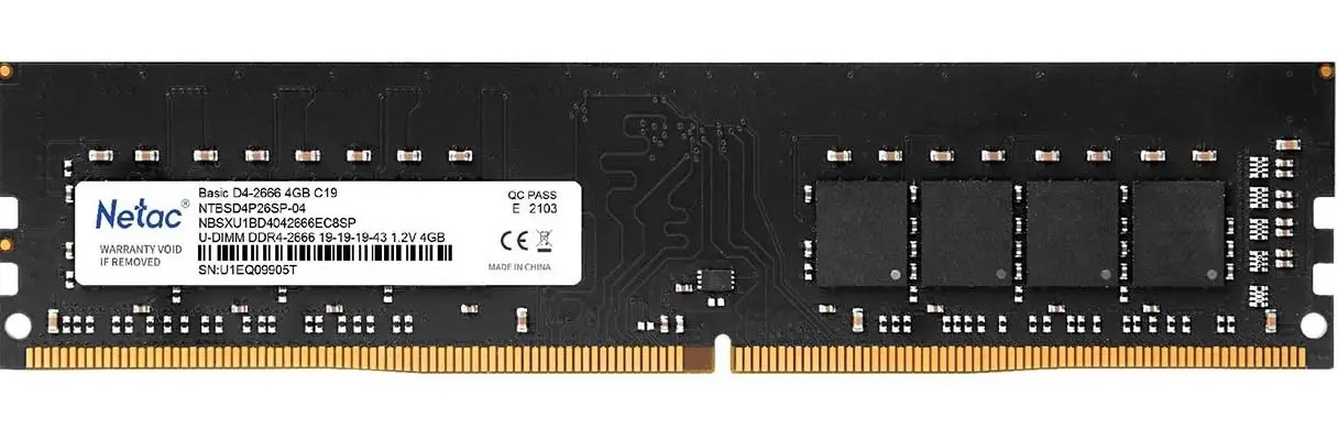 Модуль памяти DDR4 4Gb PC21300 2666MHz Netac NTBSD4P26SP-04