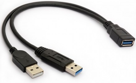 Кабель с питанием AM + AM / AF, 0.3m, USB 3.0, KS-is KS-447