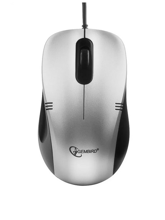 Мышь проводная Gembird MOP-100-S, серебристый, USB