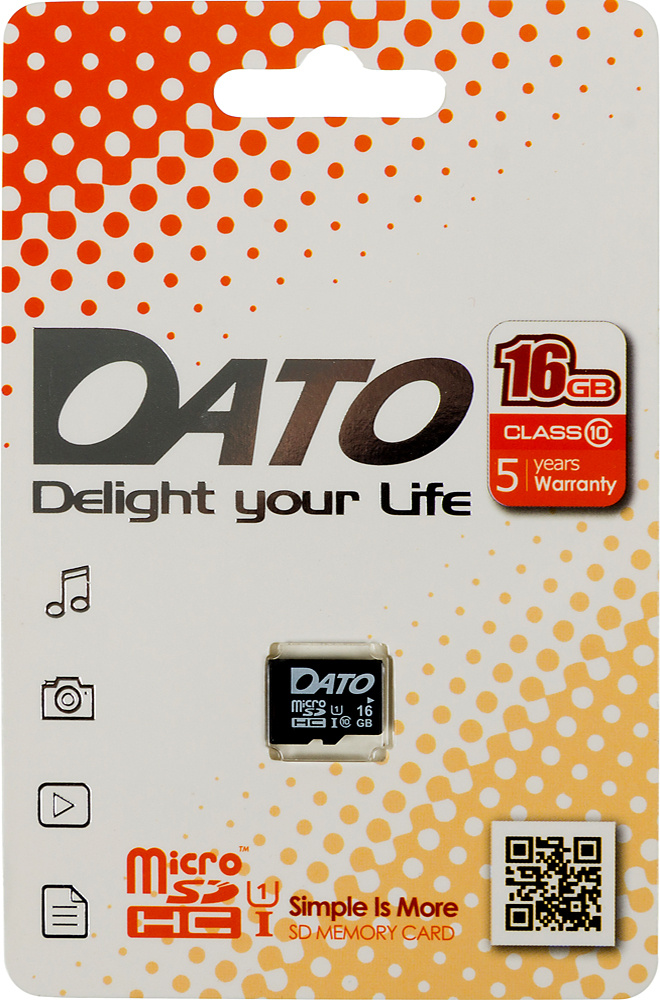 Карта памяти MicroSDHC UHS-I U1 16Gb DATO DTTF016GUIC10 Class10 (без адаптера)