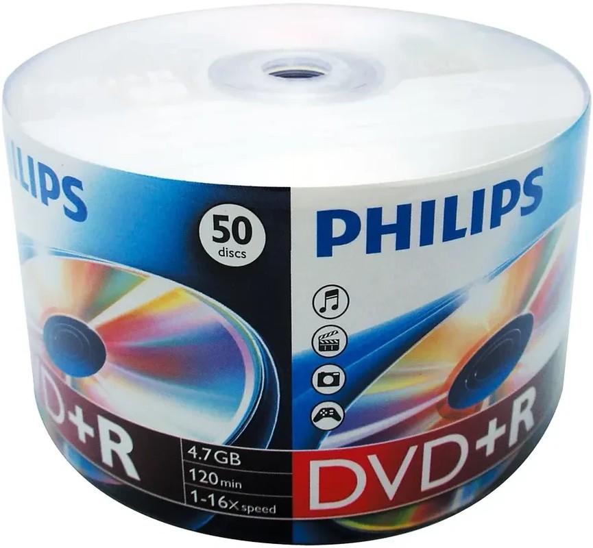 Оптический диск DVD-R Philips 4.7 Gb, 16х, Bulk (50шт)