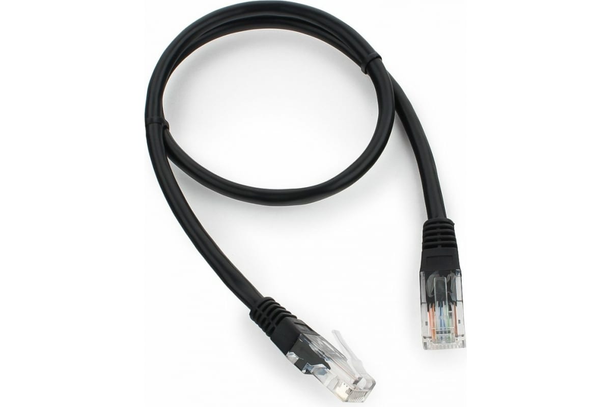 Патчкорд UTP Cablexpert PP12-0.5M/BK кат.5e, 0.5м, литой, многожильный (черный)
