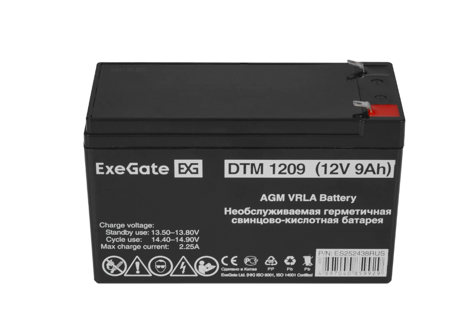 Батарея ExeGate DTM 1209/EXS1290 (12V 9Ah) клеммы F2 (EX282966RUS)