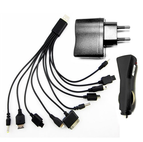 Универсальное СЗУ DETECH USB ЗУ(220V)+АВТО ЗУ+USB КАБЕЛЬ 10В1