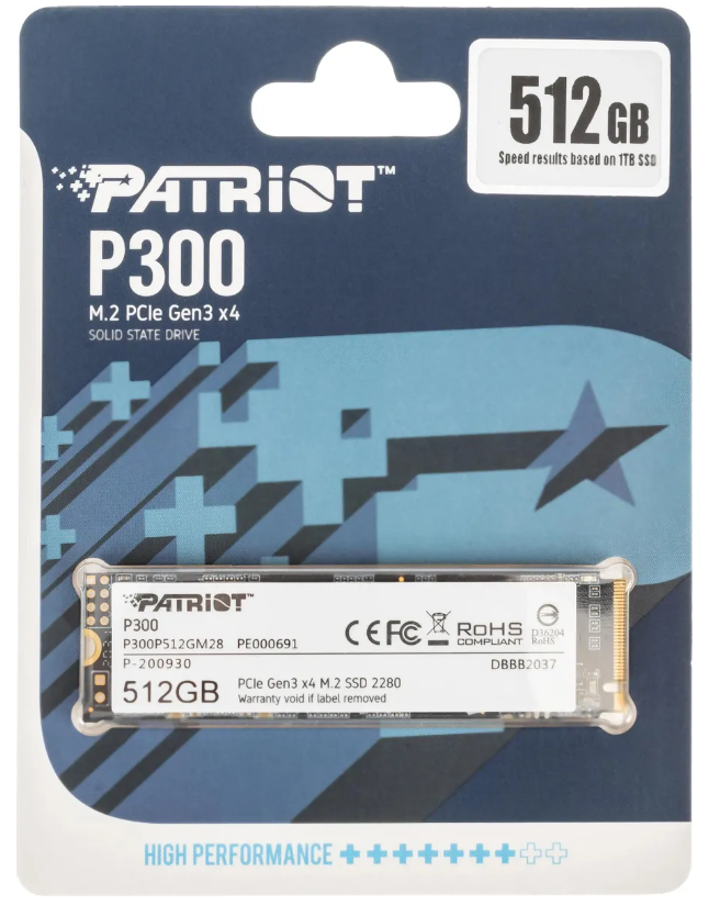 Накопитель SSD M.2 NVMe 512Gb Patriot P300 (P300P512GM28)