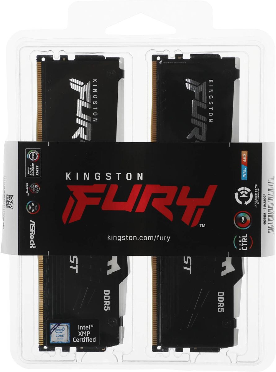 Комплект модулей памяти DDR5 2X32Gb Kingston FURY Beast Black (KF552C40BBK2-64)