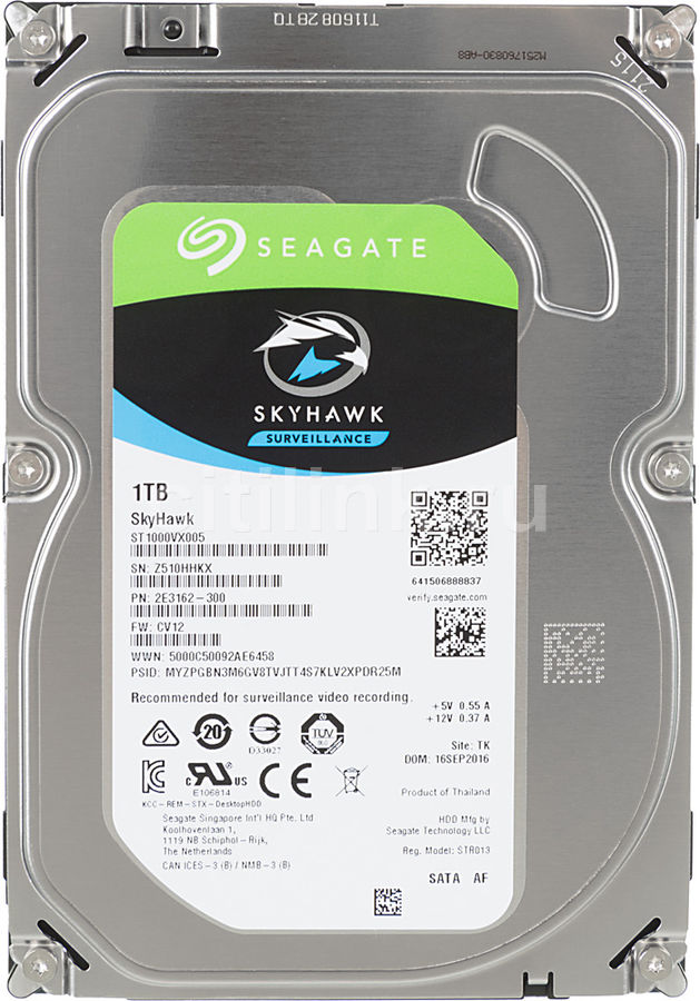 Жесткий диск 3.5" SATA 1000Gb Seagate SkyHawk (ST1000VX005)