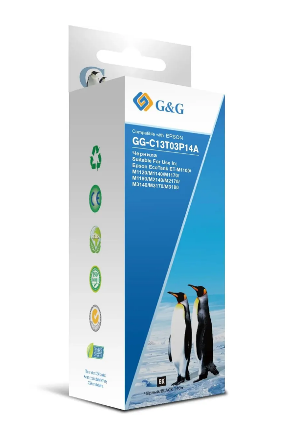 Чернила G&G 110BK (GG-C13T03P14A) Black (для Epson M1100/1120/1140/1170/1180 140мл)