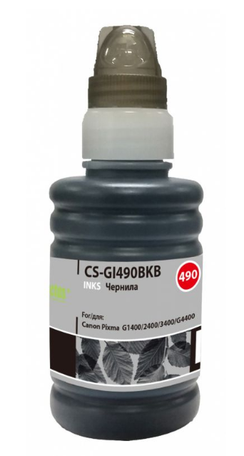 Чернила Cactus CS-GI490BKB черный100мл для Canon Pixma G1400/G2400/G3400