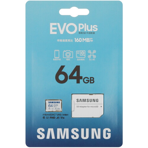 Карта памяти microSDXC UHS-I Card 64Gb Samsung EVO PLUS (MB-MC64SA/APC)