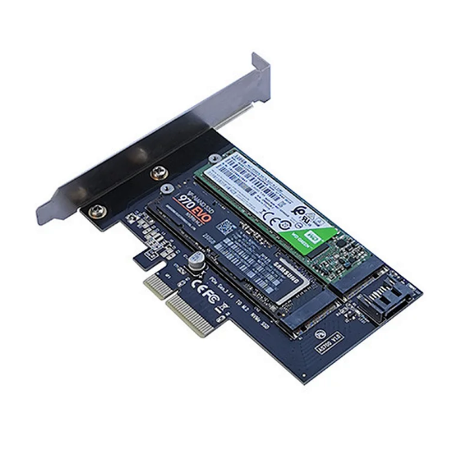 Переходник (адаптер) PCI-E для M.2 SATA SSD+M.2 NVME SSD Card, AgeStar AS-MC02