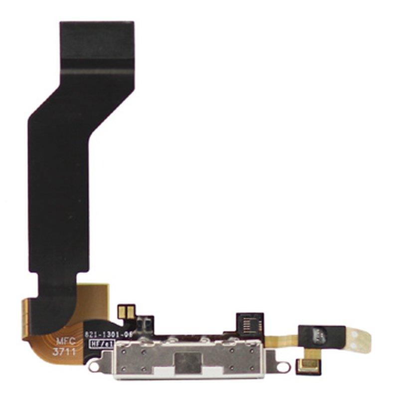 Шлейф для iPhone 4S + разъем зарядки (белый) ориг
