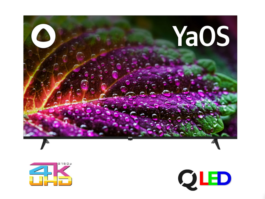 Телевизор QLED 65" BBK 65LED-9220/UTS2C (B), 4K Ultra HD, 60 Гц, SMART TV, Яндекс.ТВ, черный
