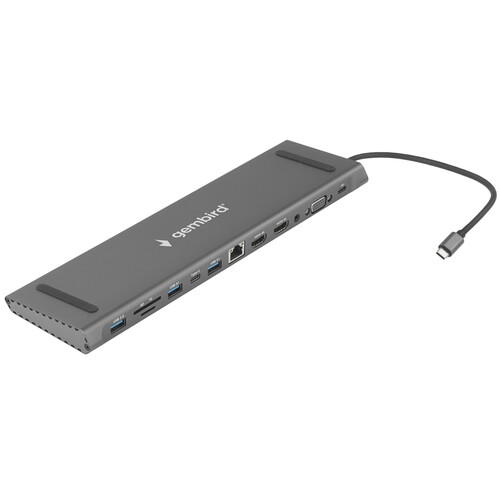 Док-станция Gembird UHB-D6 12в1: 2xUSB3.1, PD87, Jack3.5, SD/TF, 2xHDMI, RJ45, VGA, USB2.0, Type-C,