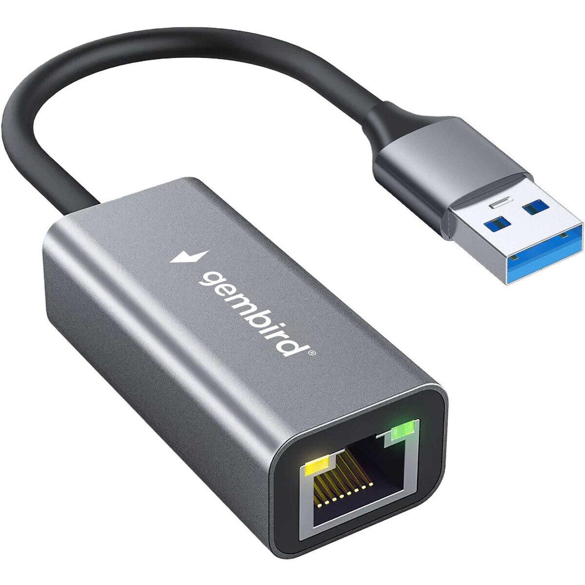 Проводной сетевой USB LAN адаптер Gembird NIC-U9, RJ45 100/1000Mbps, USB 3.0, алюминий