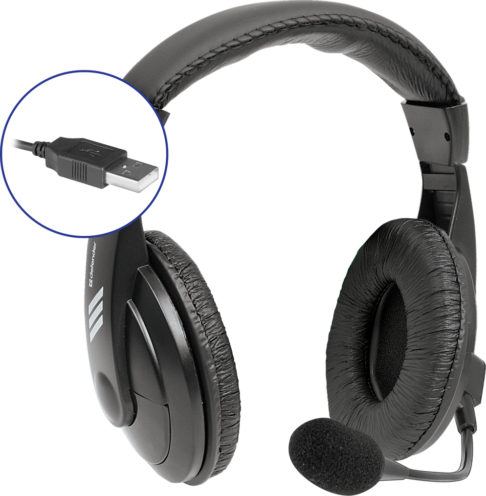 Гарнитура игровая Defender Gryphon 750U, с микрофоном, USB, чёрный
