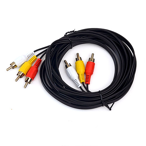 Кабель видео + аудио 3RCA 1,8m DeTech Black