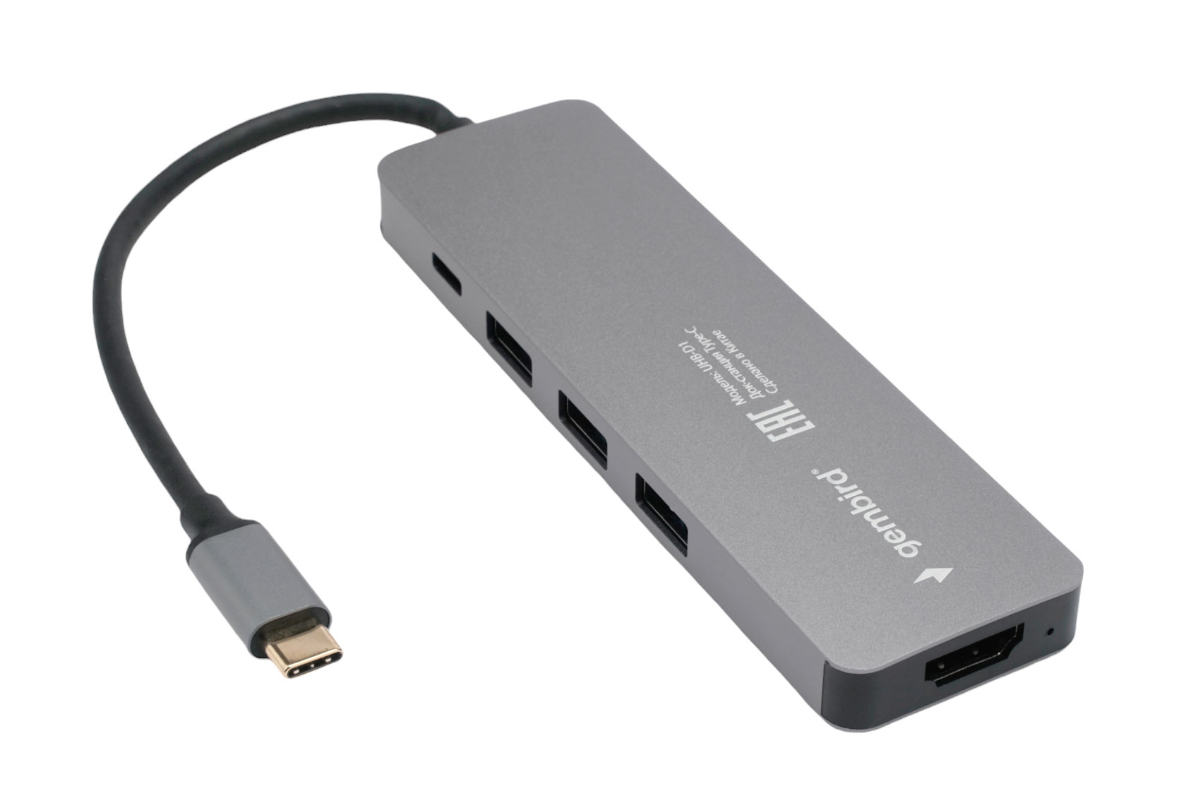 USB-концентратор Gembird UHB-D1 (3 порта USB 3.1, Type-C PD100W, HDMI) с доп. питанием (Type-C)