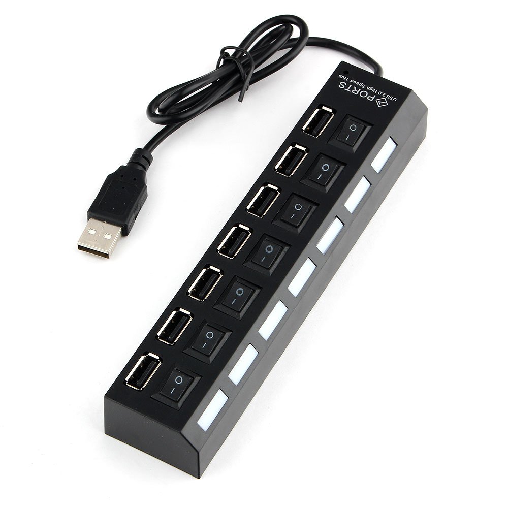 USB-концентратор Gembird UHB-U2P7-01 (7 портов USB 2.0,с выключателями портов)