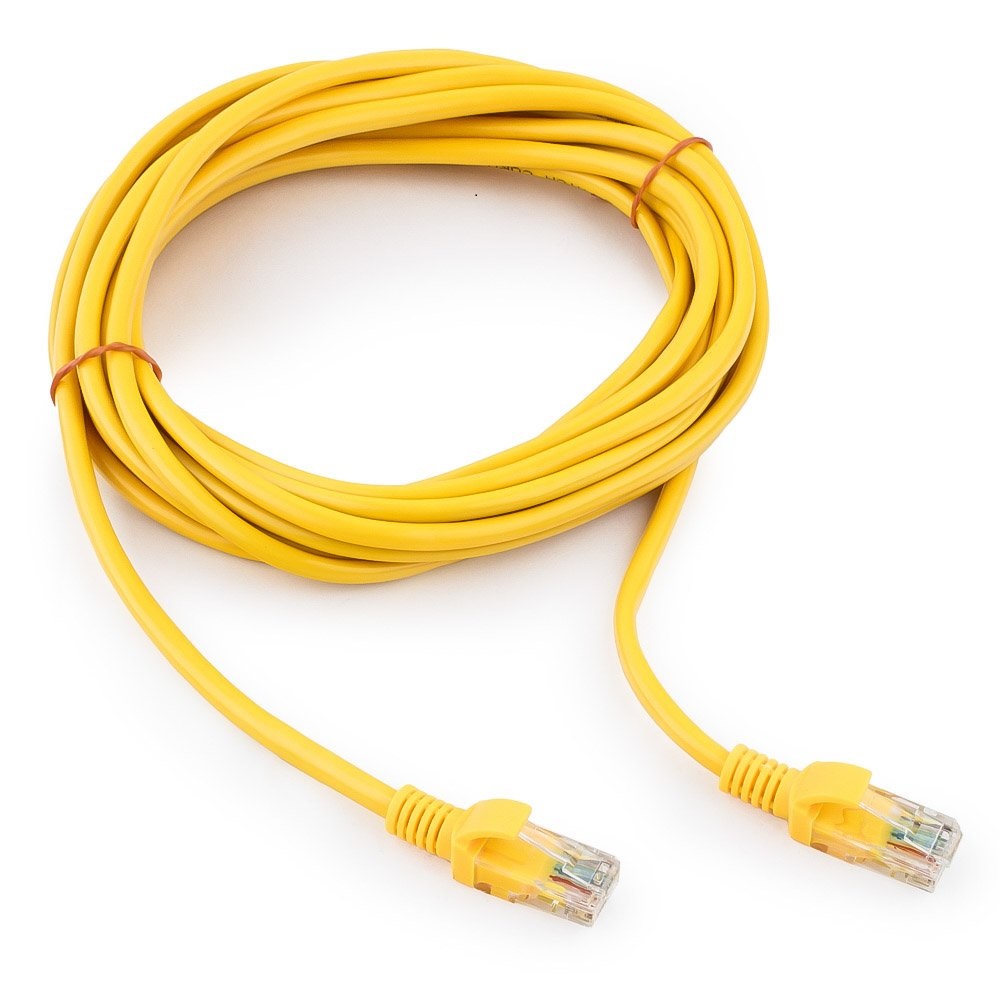 Патчкорд UTP Cablexpert PP12-5M/Y кат.5e, 5м, литой, многожильный (жёлтый)