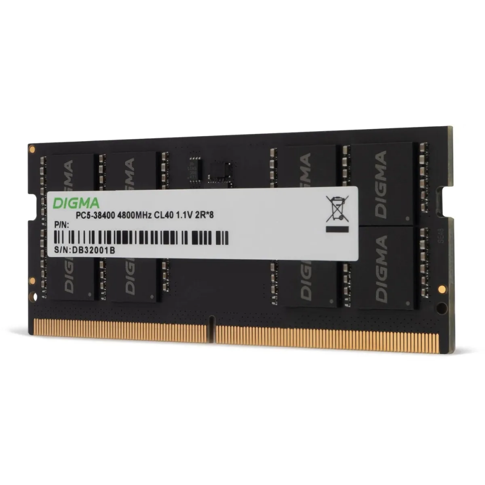 Модуль памяти SODIMM DDR5 8Gb PC38400 4800MHz Digma (DGMAS5480008S)