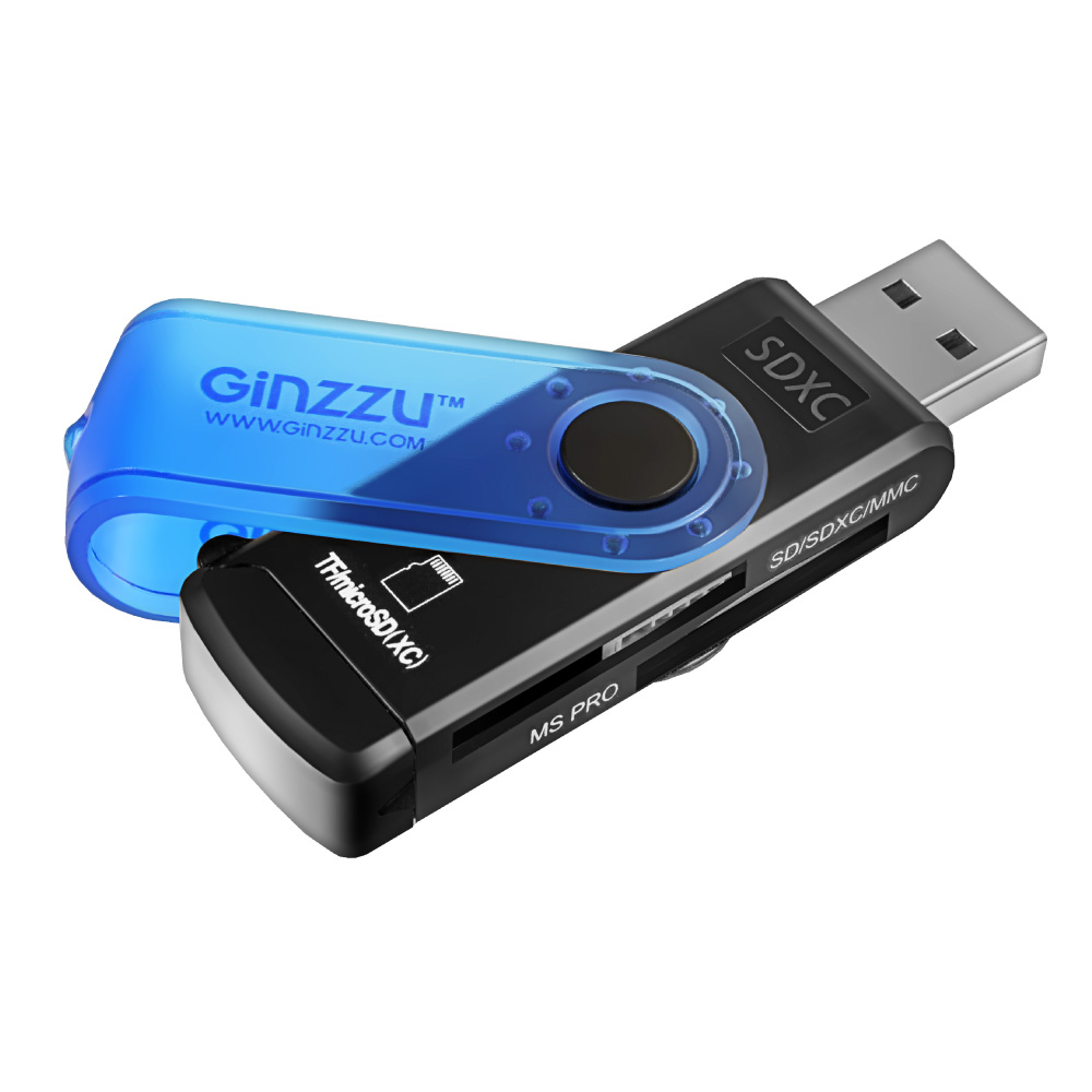 Картридер внешний Ginzzu GR-412B, USB 2.0