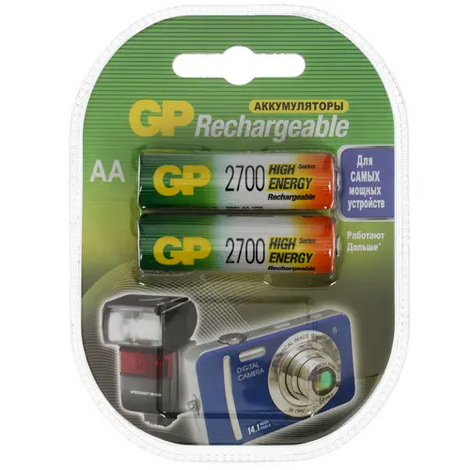 Аккумуляторные батарейки AA GP 2700mAh 270AAHC-2DECRC2 2шт