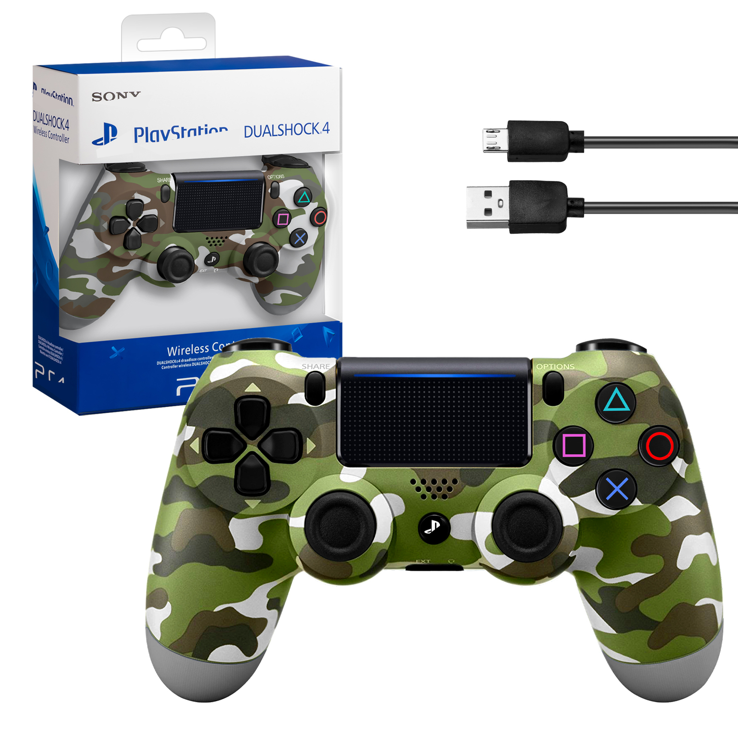 Геймпад беспроводной PlayStation DualShock 4 (China) камуфляж (черный/зеленый)