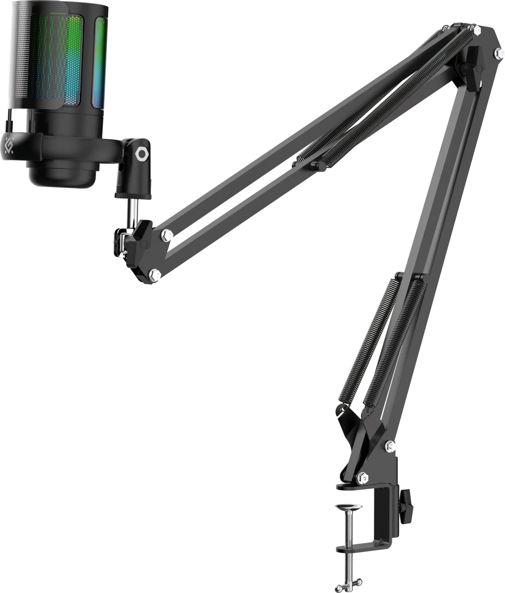 Игровой стрим микрофон Defender Space GMC 550 USB, RGB, стойка, провод 1.8 м