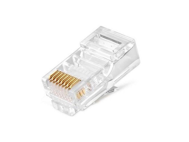 Коннектор RIPO RJ-45 (8P8C) универсальная кат.5e, покрытие 3мкд сквозной (100 шт.) 003-400035
