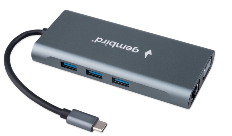 Док-станция Gembird UHB-D4 (3xUSB 3.1, Type-C PD87W, HDMI, SD/TF, RJ45, VGA, M.J. 3.5) Type-C