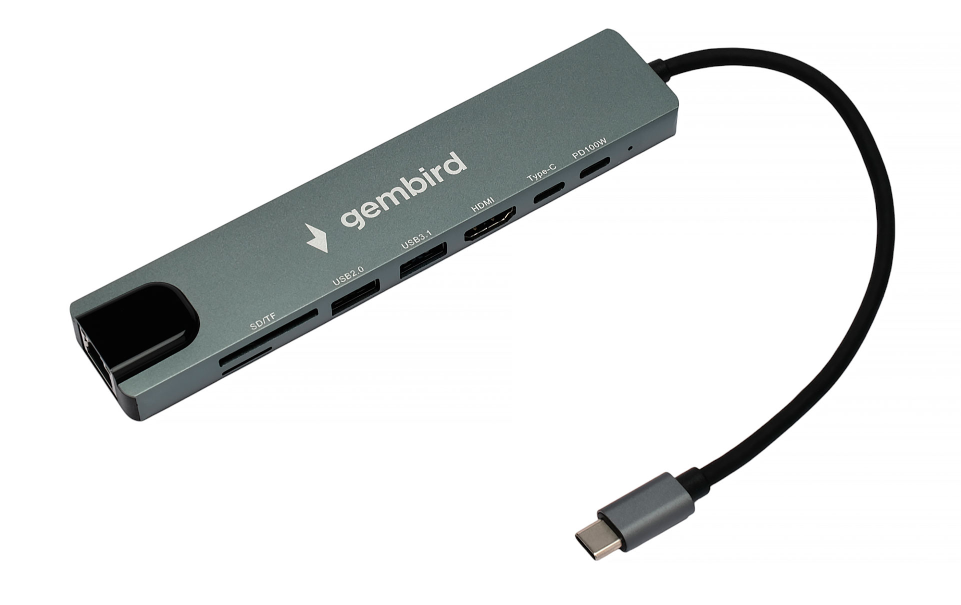 Док-станция Gembird UHB-D3 (USB 3.1, USB 2.0, Type-C, PD87W, HDMI, SD/TF, RJ45) Type-C